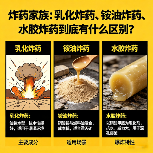 椒江炸药家族：乳化炸药、铵油炸药、水胶炸药到底有什么区别？